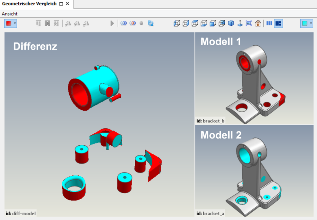 Classmate CAD: Der geometrische Vergleich ergibt ein Differenzmodell – differenzierte Suchmöglichkeiten entlasten Konstrukteure