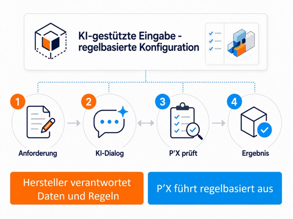 KI erfasst den Bedarf - die P´X Industry konfiguriert die kundenspezifische Lösung.
